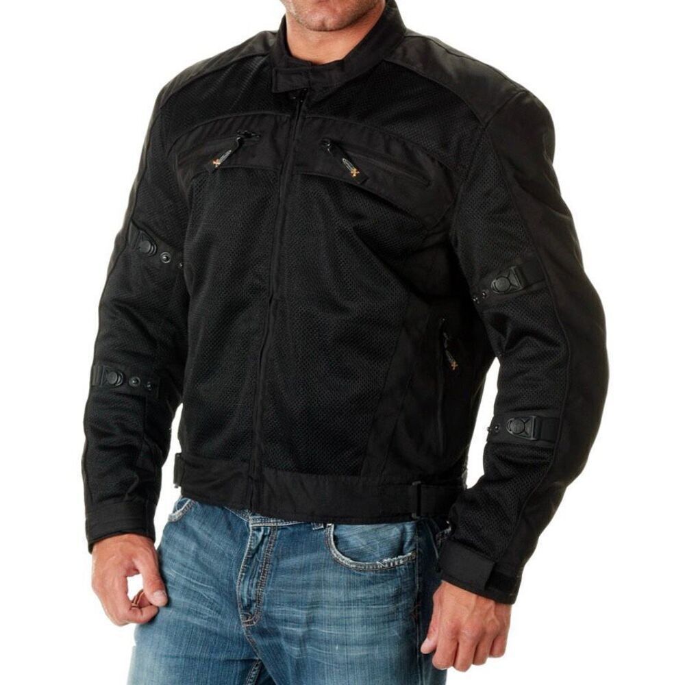 Xelement Advanced Motorcycle Gear Black Jacket Nylon Mesh Padded & Zipout Liner